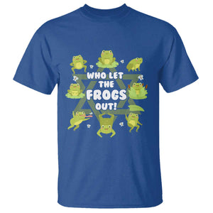 Funny Passover T Shirt Who Let the Frogs Out Jewish Seder Fami TS02 Royal Blue Print Your Wear