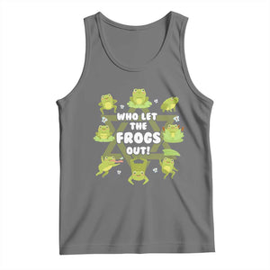 Funny Passover Tank Top Who Let the Frogs Out Jewish Seder Fami TS02 Black Heather Print Your Wear