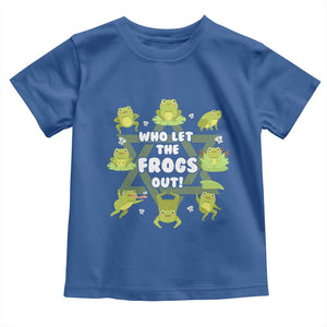 Funny Passover Toddler T Shirt Who Let the Frogs Out Jewish Seder Fami TS02 Royal Blue Print Your Wear