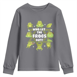 Funny Passover Youth Sweatshirt Who Let the Frogs Out Jewish Seder Fami TS02 Charcoal Print Your Wear