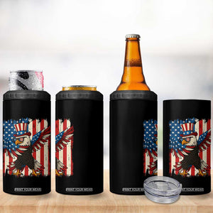 Funny Patriotic Dabbing American Flag Bald Eagle 4th Of July 4 in 1 Can Cooler Tumbler TS11 Print Your Wear