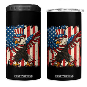 Funny Patriotic Dabbing American Flag Bald Eagle 4th Of July 4 in 1 Can Cooler Tumbler TS11 One Size: 16 oz Black Print Your Wear