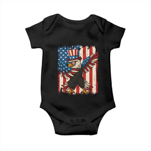 Funny Patriotic Dabbing American Flag Bald Eagle 4th Of July Baby Onesie TS11 Black Print Your Wear