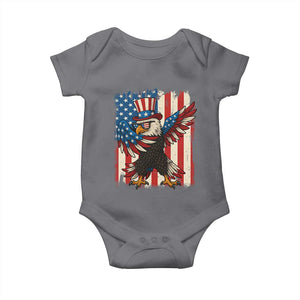 Funny Patriotic Dabbing American Flag Bald Eagle 4th Of July Baby Onesie TS11 Charcoal Print Your Wear