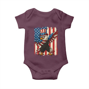 Funny Patriotic Dabbing American Flag Bald Eagle 4th Of July Baby Onesie TS11 Maroon Print Your Wear