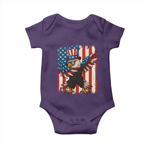Funny Patriotic Dabbing American Flag Bald Eagle 4th Of July Baby Onesie TS11 Purple Print Your Wear