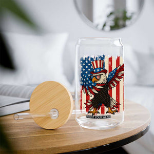 Funny Patriotic Dabbing American Flag Bald Eagle 4th Of July Glass Can TS11 Print Your Wear