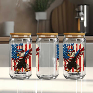 Funny Patriotic Dabbing American Flag Bald Eagle 4th Of July Glass Can TS11 Print Your Wear