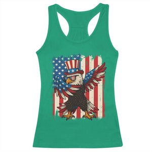 Funny Patriotic Dabbing American Flag Bald Eagle 4th Of July Racerback Tank Top TS11 Irish Green Print Your Wear
