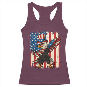 Funny Patriotic Dabbing American Flag Bald Eagle 4th Of July Racerback Tank Top TS11 Maroon Print Your Wear