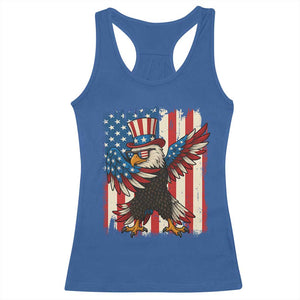Funny Patriotic Dabbing American Flag Bald Eagle 4th Of July Racerback Tank Top TS11 Royal Blue Print Your Wear