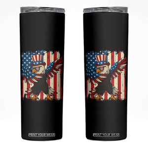 Funny Patriotic Dabbing American Flag Bald Eagle 4th Of July Skinny Tumbler TS11 Black Print Your Wear
