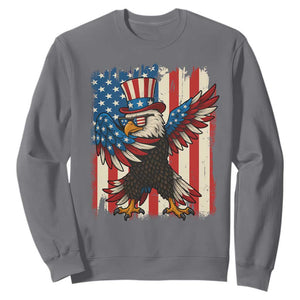 Funny Patriotic Dabbing American Flag Bald Eagle 4th Of July Sweatshirt TS11 Charcoal Print Your Wear
