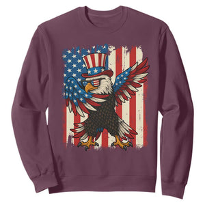 Funny Patriotic Dabbing American Flag Bald Eagle 4th Of July Sweatshirt TS11 Maroon Print Your Wear