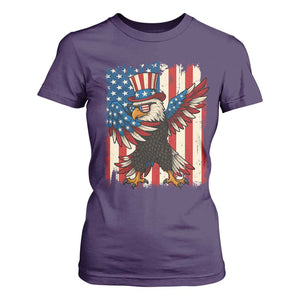 Funny Patriotic Dabbing American Flag Bald Eagle 4th Of July T Shirt For Women TS11 Purple Print Your Wear