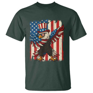 Funny Patriotic Dabbing American Flag Bald Eagle 4th Of July T Shirt TS11 Dark Forest Green Print Your Wear