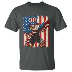 Funny Patriotic Dabbing American Flag Bald Eagle 4th Of July T Shirt TS11 Dark Heather Print Your Wear