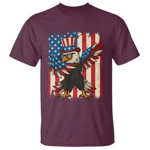 Funny Patriotic Dabbing American Flag Bald Eagle 4th Of July T Shirt TS11 Maroon Print Your Wear