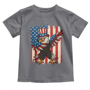 Funny Patriotic Dabbing American Flag Bald Eagle 4th Of July Toddler T Shirt TS11 Charcoal Print Your Wear