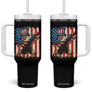 Funny Patriotic Dabbing American Flag Bald Eagle 4th Of July Tumbler With Handle TS11 One Size: 40 oz Black Print Your Wear