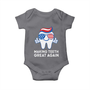 Funny Patriotic Dentist Baby Onesie Making Teeth Great Again America Oral Health Toothpaste Hair TS02 Charcoal Print Your Wear