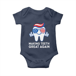 Funny Patriotic Dentist Baby Onesie Making Teeth Great Again America Oral Health Toothpaste Hair TS02 Navy Print Your Wear
