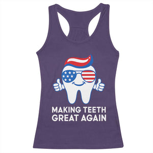 Funny Patriotic Dentist Racerback Tank Top Making Teeth Great Again America Oral Health Toothpaste Hair TS02 Purple Print Your Wear