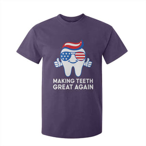 Funny Patriotic Dentist T Shirt For Kid Making Teeth Great Again America Oral Health Toothpaste Hair TS02 Purple Print Your Wear