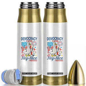 Funny Patriotic Duck Holding Firework Bullet Tumbler Funny Democracy Is Dying But Hey Nice Fireworks 4th Of July TS02 White Print Your Wear