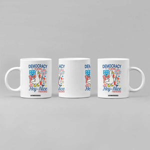 Funny Patriotic Duck Holding Firework Coffee Mug Funny Democracy Is Dying But Hey Nice Fireworks 4th Of July TS02 Print Your Wear