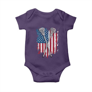 Funny Patriotic Lax Lacrosse Sticks American Flag Baby Onesie TS11 Purple Print Your Wear