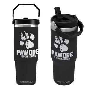 Funny Pawdre I Spoil Dogs Flip Straw Tumbler Fur Dad Fathers Day Vintage Paw Prints TS11 One Size: 30 oz Black Print Your Wear