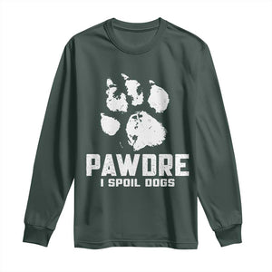 Funny Pawdre I Spoil Dogs Long Sleeve Shirt Fur Dad Fathers Day Vintage Paw Prints TS11 Dark Forest Green Print Your Wear