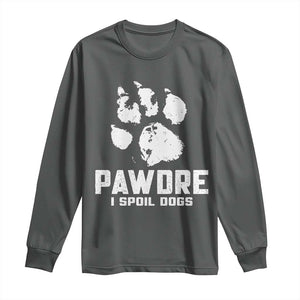 Funny Pawdre I Spoil Dogs Long Sleeve Shirt Fur Dad Fathers Day Vintage Paw Prints TS11 Dark Heather Print Your Wear