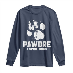 Funny Pawdre I Spoil Dogs Long Sleeve Shirt Fur Dad Fathers Day Vintage Paw Prints TS11 Navy Print Your Wear