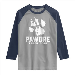 Funny Pawdre I Spoil Dogs Raglan Shirt Fur Dad Fathers Day Vintage Paw Prints TS11 Sport Gray Navy Print Your Wear