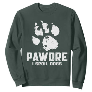Funny Pawdre I Spoil Dogs Sweatshirt Fur Dad Fathers Day Vintage Paw Prints TS11 Dark Forest Green Print Your Wear