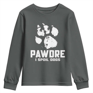 Funny Pawdre I Spoil Dogs Youth Sweatshirt Fur Dad Fathers Day Vintage Paw Prints TS11 Dark Heather Print Your Wear