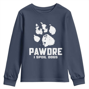 Funny Pawdre I Spoil Dogs Youth Sweatshirt Fur Dad Fathers Day Vintage Paw Prints TS11 Navy Print Your Wear