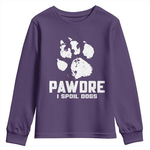 Funny Pawdre I Spoil Dogs Youth Sweatshirt Fur Dad Fathers Day Vintage Paw Prints TS11 Purple Print Your Wear