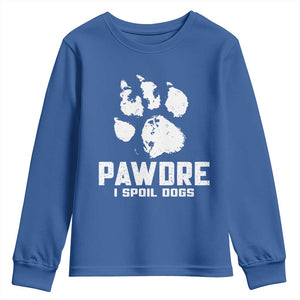 Funny Pawdre I Spoil Dogs Youth Sweatshirt Fur Dad Fathers Day Vintage Paw Prints TS11 Royal Blue Print Your Wear