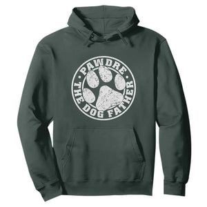 Funny Pawdre The Dog Father Hoodie Fur Dad Fathers Day Distressed Paw Prints TS11 Dark Forest Green Print Your Wear
