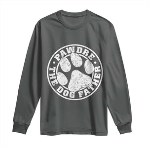 Funny Pawdre The Dog Father Long Sleeve Shirt Fur Dad Fathers Day Distressed Paw Prints TS11 Dark Heather Print Your Wear