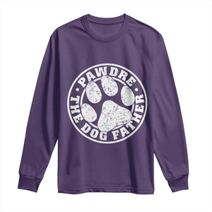 Funny Pawdre The Dog Father Long Sleeve Shirt Fur Dad Fathers Day Distressed Paw Prints TS11 Purple Print Your Wear