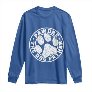 Funny Pawdre The Dog Father Long Sleeve Shirt Fur Dad Fathers Day Distressed Paw Prints TS11 Royal Blue Print Your Wear
