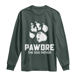 Funny Pawdre The Dog Father Long Sleeve Shirt Fur Dad Fathers Day Vintage Paw Prints TS11 Dark Forest Green Print Your Wear