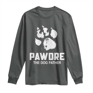 Funny Pawdre The Dog Father Long Sleeve Shirt Fur Dad Fathers Day Vintage Paw Prints TS11 Dark Heather Print Your Wear