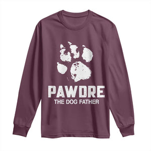 Funny Pawdre The Dog Father Long Sleeve Shirt Fur Dad Fathers Day Vintage Paw Prints TS11 Maroon Print Your Wear