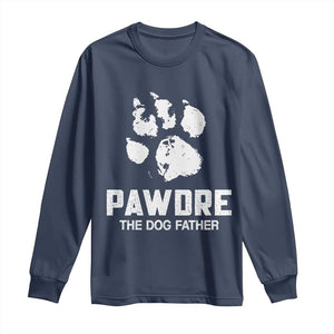 Funny Pawdre The Dog Father Long Sleeve Shirt Fur Dad Fathers Day Vintage Paw Prints TS11 Navy Print Your Wear
