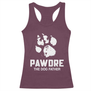 Funny Pawdre The Dog Father Racerback Tank Top Fur Dad Fathers Day Vintage Paw Prints TS11 Maroon Print Your Wear